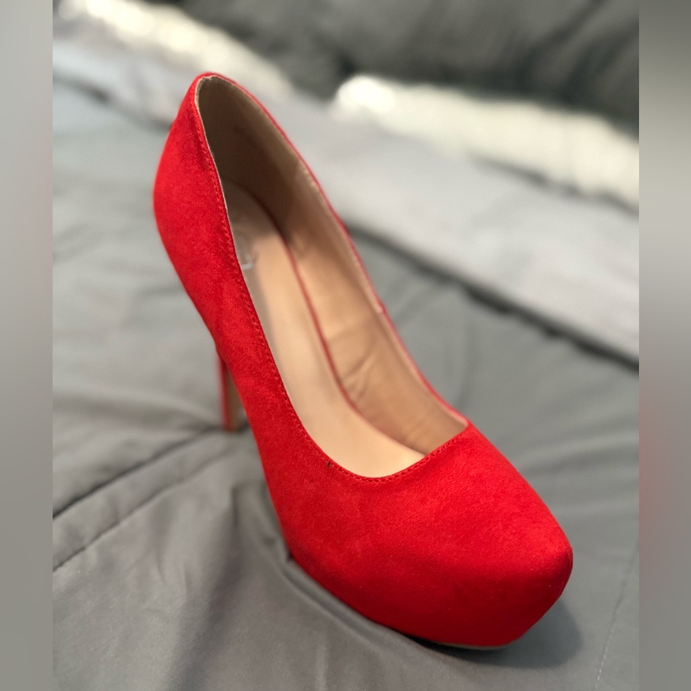 Oripalla Red Suede High Heel Pumps